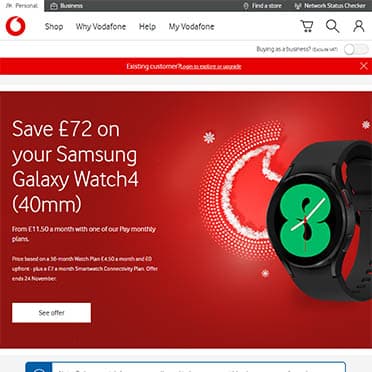 Site banner of Vodafone UK